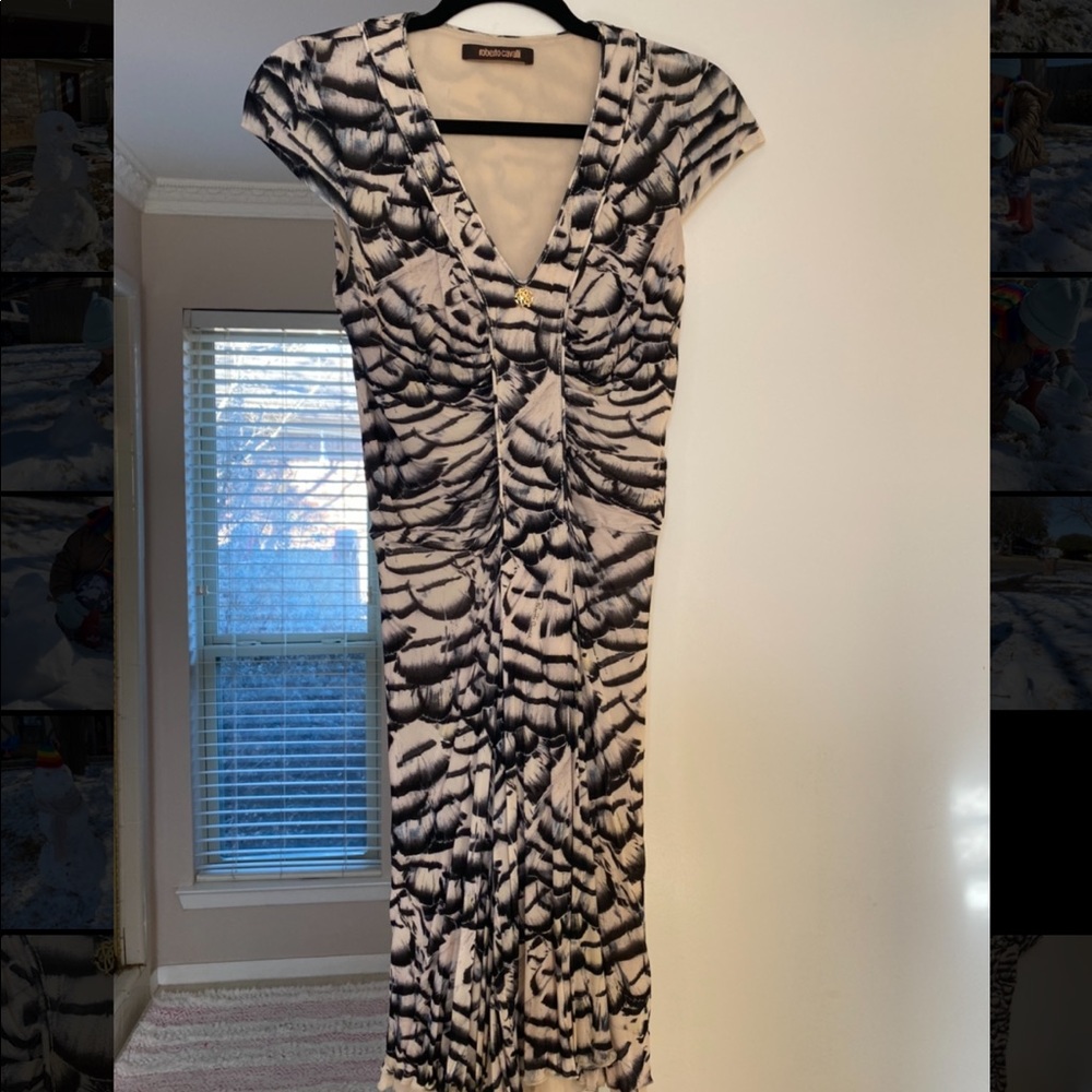 💯Authentic Roberto Cavalli Feather Cap Sleeve - Picture 1 of 12